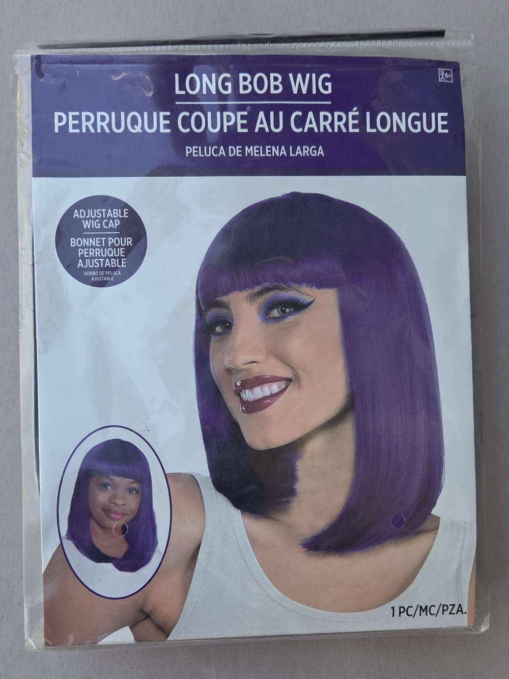Amscan Purple Long Bob Costume Wig with Bangs
